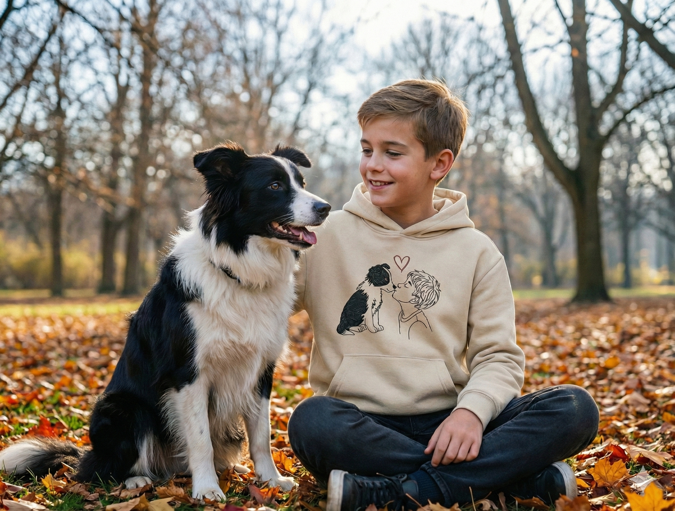 Baiser garcon border collie